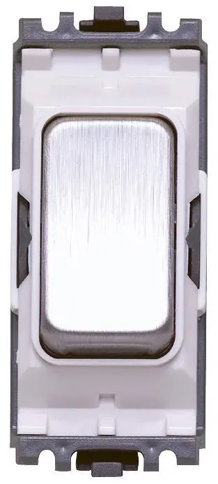 MK Módulo de Interruptor de 2 Vías 10A, Acero Inoxidable Cepillado/Blanco