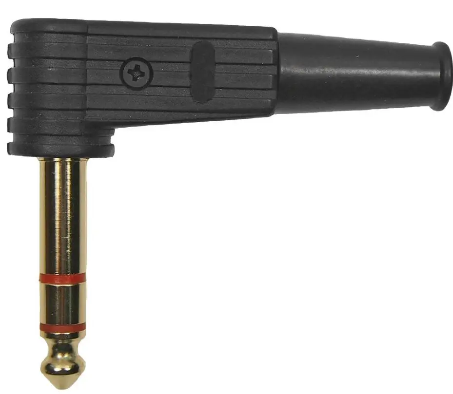 Cliff 6.35mm Stereo Jack Plug, 90 Degree, Black