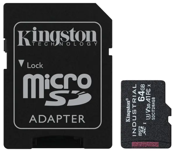 Kingston 64GB Industrial MicroSDXC Card, Class 10 A1 UHS-I U3 V30