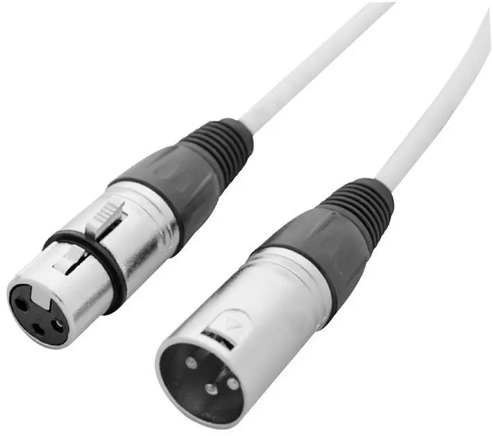 LEDJ 3 Pin XLR Male to Female DMX Cable, 10m White