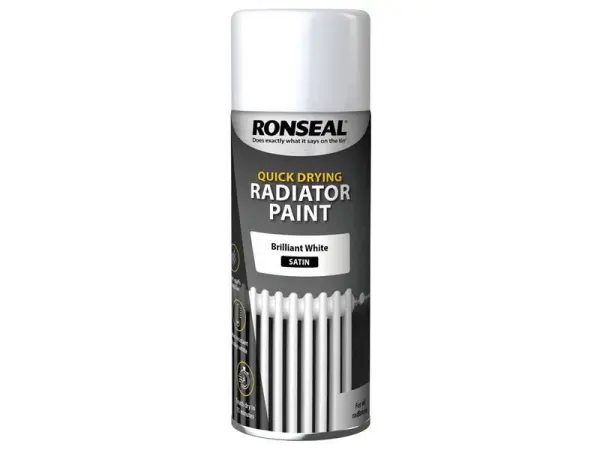 Ronseal Tinta Spray para Radiadores, Branco Cetim, 1 Demão, 400ml