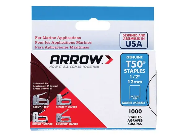 Arrow T50M Monel Staples 8mm (5/16in), 1000-Pack