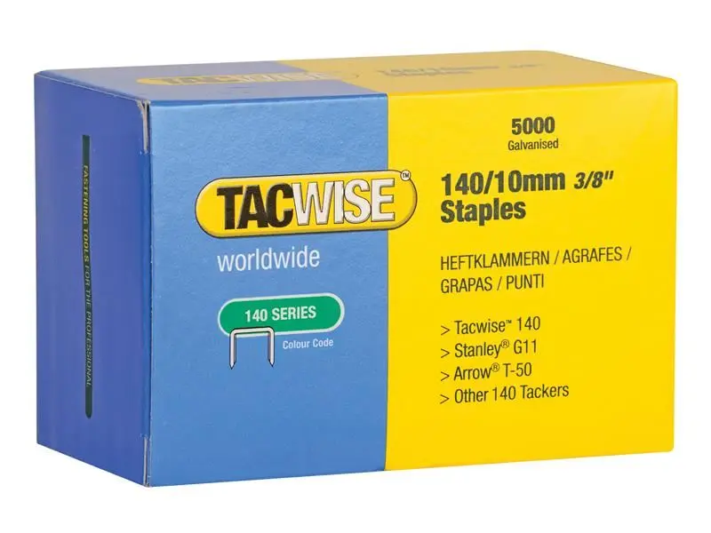 Tacwise 140 Galvanised Staples, 10mm (5000 Pack)