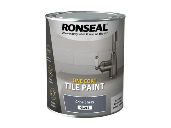 Ronseal Vernice per Piastrelle a Una Mano, Lucido Grigio Cobalto, 750ml