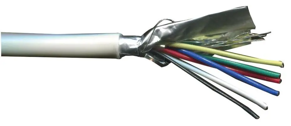 PRO POWER - Câble d'alarme blindé 6 conducteurs, 0,22mm², Blanc, 100m