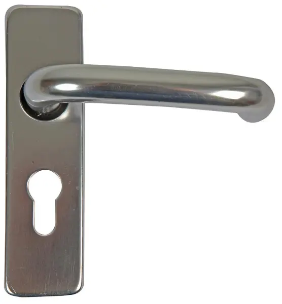 Round Bar Lever Latch Euro Lock Door Handles, Pair Aluminium