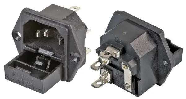 PRO ELEC Flanged IEC C13 Fused Panel Plug, 10A 250V