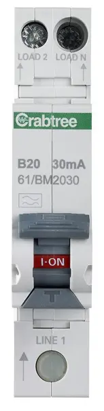 CRABTREE Interruttore Differenziale 20A 30mA Modulo Singolo Curva B