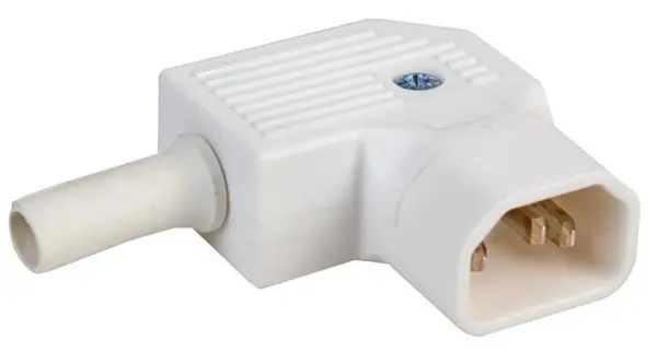 BULGIN Rewireable C14 IEC Plug Connector, White, Right Angle