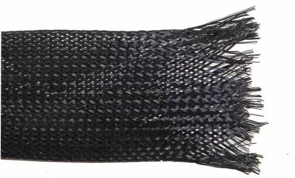 PRO POWER Polyester Expandable Braided Sleeving, Black, 50mm, 5m
