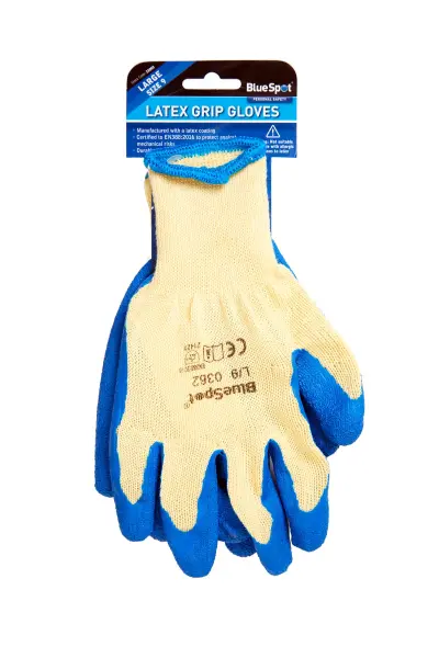 Gants à prise en latex Blue Spot - Grand, certifié EN388