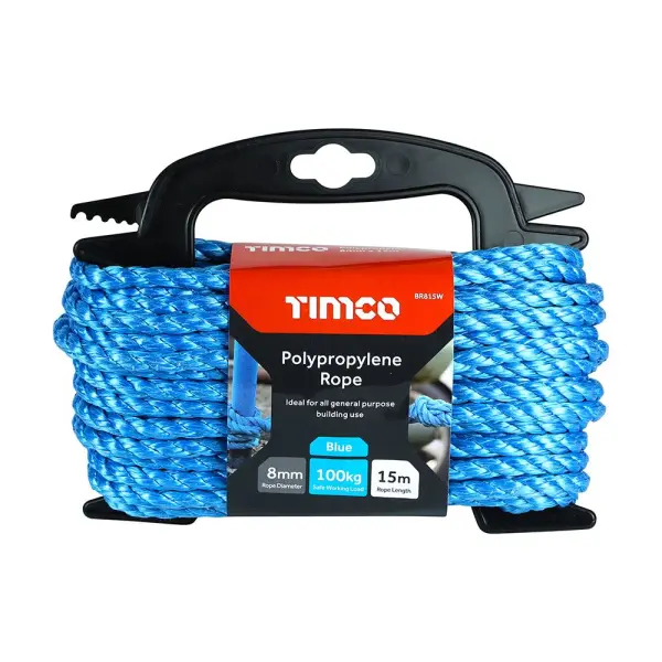 Timco Polypropylene Rope, Blue, 8mm x 15m