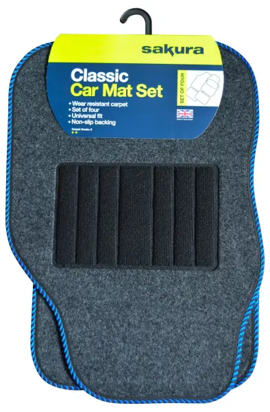 SAKURA Universal Car Mat Set - Grey Blue Grey/Blue
