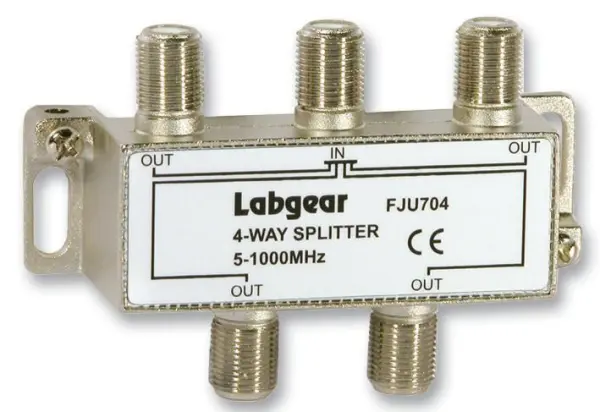 LABGEAR UHF 4-웨이 스플리터, 5-1000MHz, 전원 전달 포트