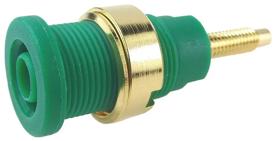 CLIFF Panelový banánový konektor 4mm, zelený, 32A, 1000V