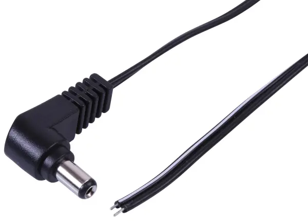 PRO ELEC DC Power Extension Lead, Right Angled Plug to Bare Ends - 2.1x5.5mm 2m