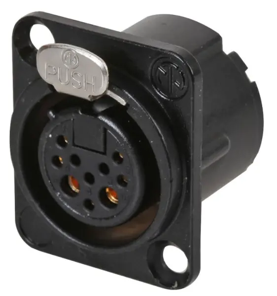NEUTRIK 8+2 Way XLR Socket, Metal D-Shape Panel Mount