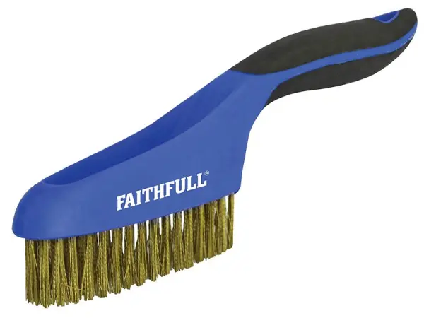 Faithfull Soft Grip Scratch Brush, Brass, 4 x 16 Rows