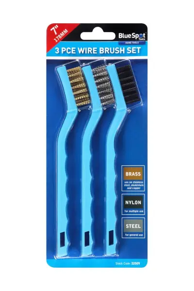 Blue Spot Tools - Σετ 3 Μικρών Σιδερόβουρτσων (178mm) για Ακριβή Εργασία