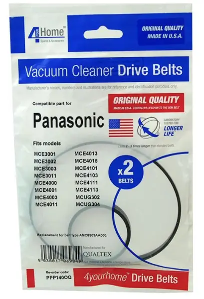 4 Your Home Panasonic-Compatible Vacuum Cleaner Drive Belts, 2 Pack