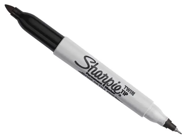 Sharpie Marcador Permanente Twin Tip, Preto, 1mm e 0.5mm