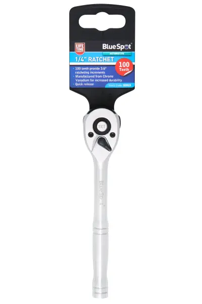 Blue Spot Tools 1/4インチ ラチェット クロムバナジウム鋼製 100歯