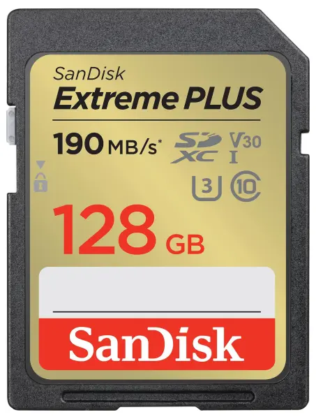 SanDisk Extreme Plus 128GB SDXC UHS-I U3 V30 Memory Card