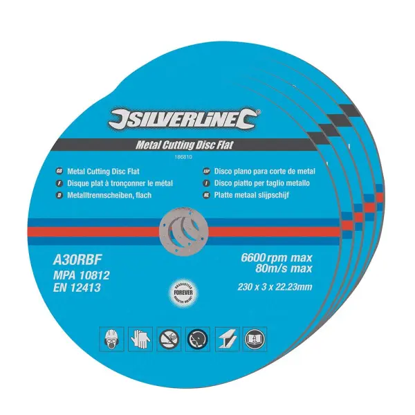 Silverline Metall-Schneidscheiben Flach 5er Pack - 230 x 3 x 22,23mm