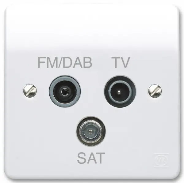 MK Triplexer, TV/FM/DAB + Satellite Outlet, White