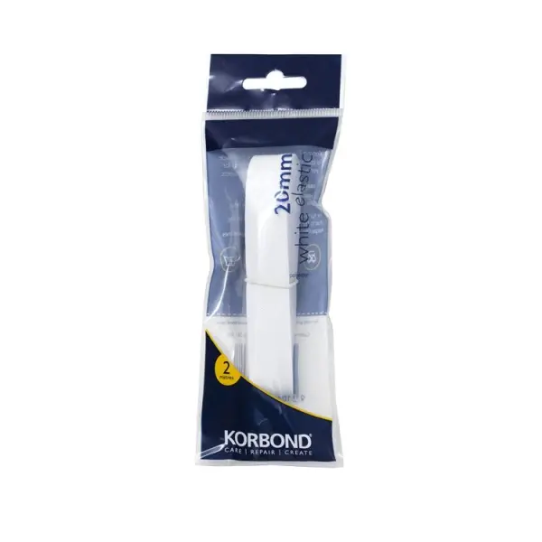 Korbond White Elastic 20mm x 2m
