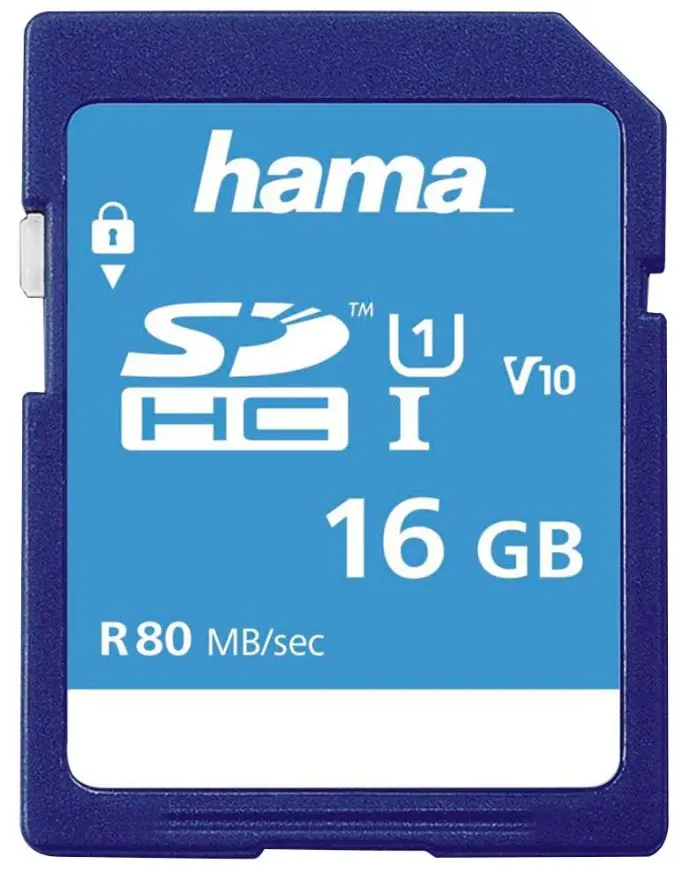 Carte mémoire HAMA SDHC Classe 10 UHS-1 16GB, 80 Mo/s