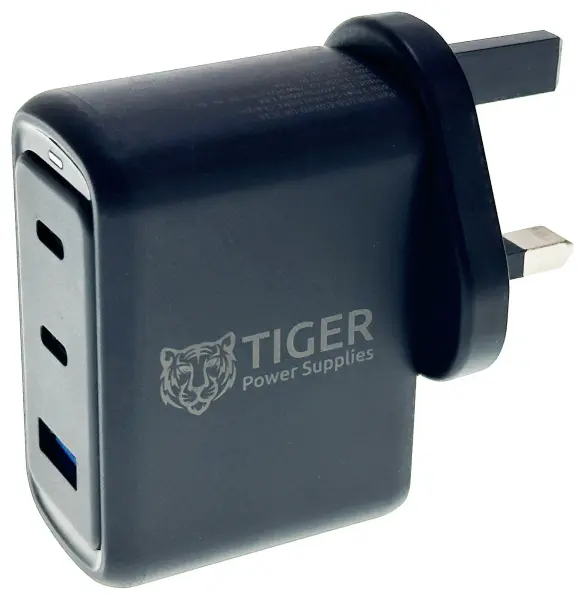 Tiger Power USB PD GaN UK Fast Charger, 65W, 3 Port
