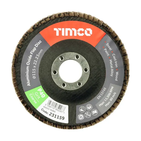 Timco Flap Grinding Discs, Aluminium Oxide, Set - P40