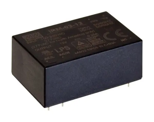 MEAN WELL IRM-03 Series 3.3V 3W AC-DC Power Supply 900mA