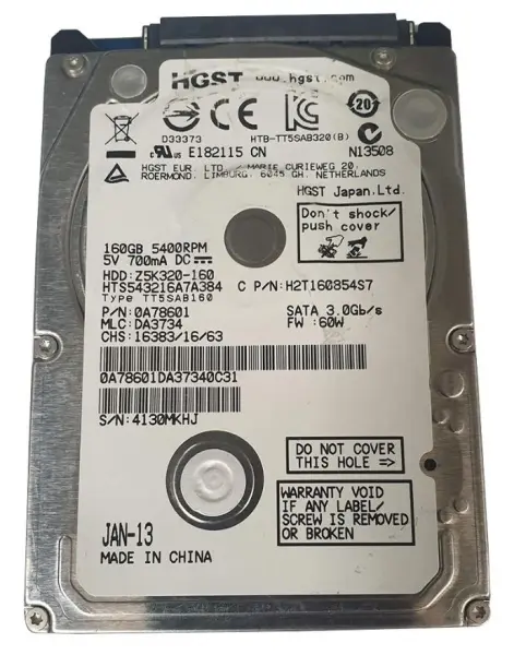 HITACHI Recertified - 2.5in SATA 3Gb/s 160GB Σκληρός Δίσκος