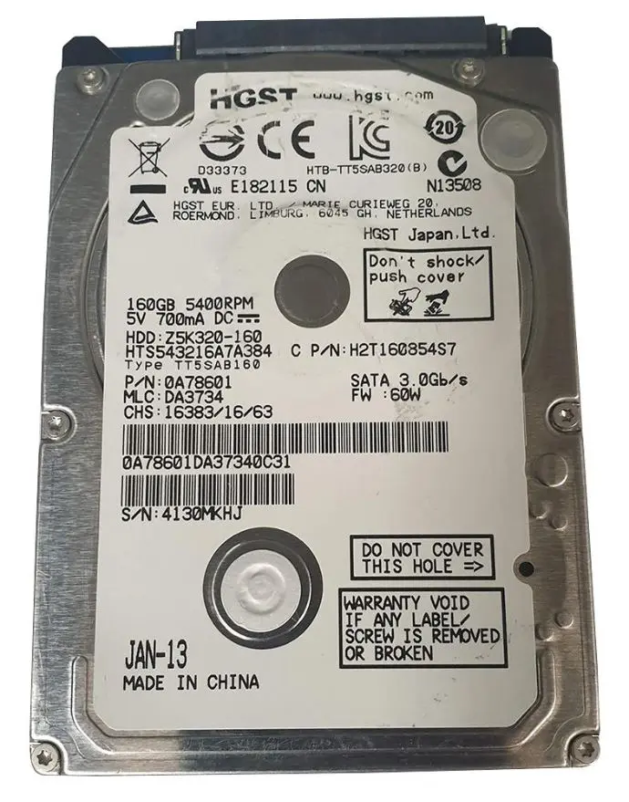 Hitachi Recertified 2.5in SATA 3Gb/s 160GB HDD