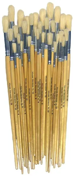 MAJOR BRUSHES - Pinceaux en poils de sanglier avec manche en bois, assortiment 