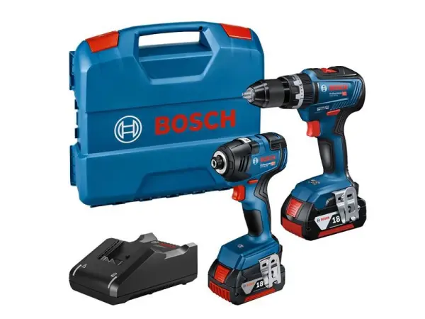 Bosch Professional Twin Pack: 18V Kombinovaná vrtačka a nástrčný šroubovák s 2x