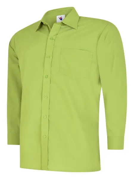 Uneek Men's Lime Poplin Long Sleeve Shirt - Size 14.5