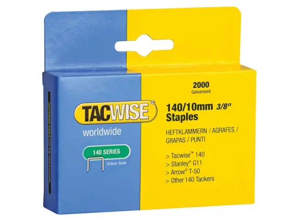 Tacwise 140 Heavy-Duty T50 Staples, 10mm, Pack of 2000