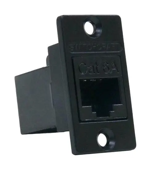 SWITCHCRAFT/CONXALL RJ45 Cat6a Feedthru Panel Mount Adaptor, Black