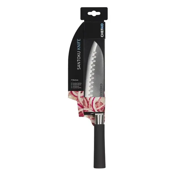 Chef Aid Santoku Knife with Soft Grip Handle, 7 Inch
