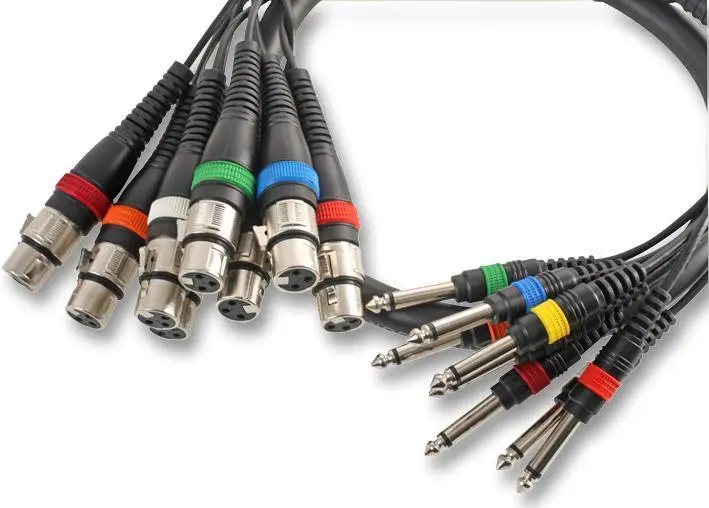 PULSE 8-Weg XLR naar 6.35mm Mono Jack Loom, 2.5m, Zwart