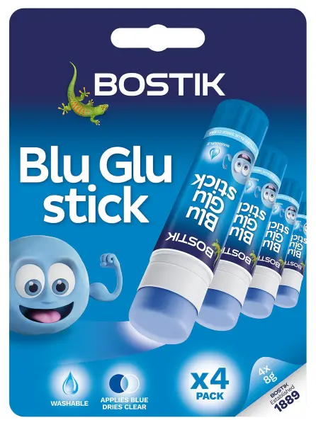 Bostik Blu Glue Sticks, Pack of 4 (8g each)