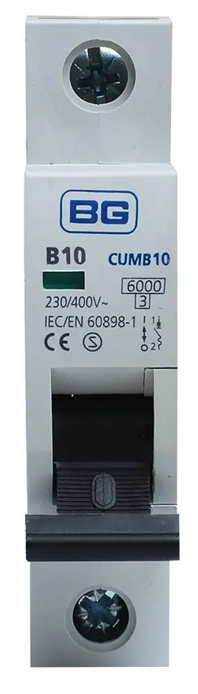 BG Electrical Disjuntor Monopolar 10A, Curva B, 6kA