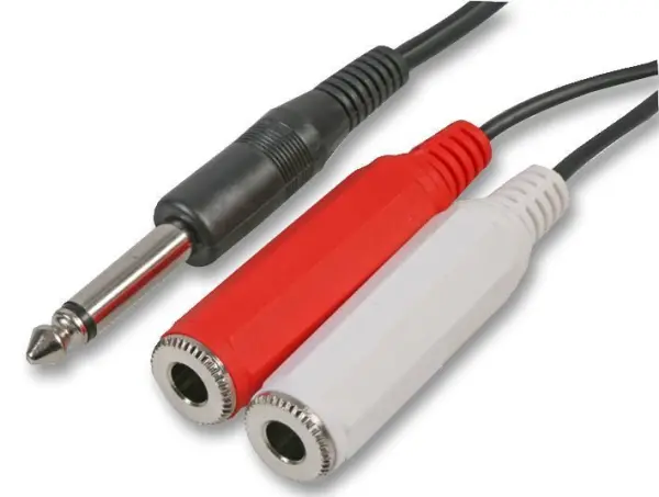 Pro Signal 6.35mm (1/4”) Mono Jackplug naar Dubbele Sockets Kabel, 2m, Zwart