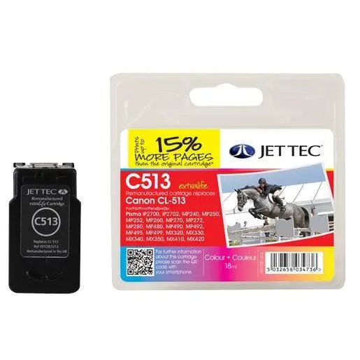 JET TEC ExtraLife Remanufactured Colour Ink Cartridge - Replaces Canon CL-513