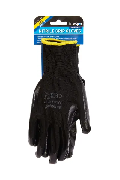 Blue Spot Tools Nitrile Grip Gloves, Anti-Bacterial, XXL