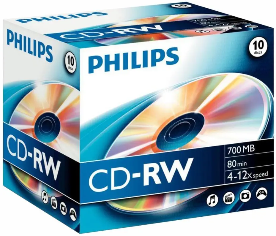 PHILIPS - 10 CD-RW réinscriptibles 12x, 10 Pièces