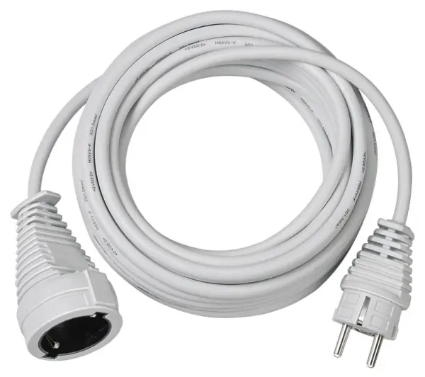 Brennenstuhl Euro Mains Extension Cable, 250V AC, White - 5m